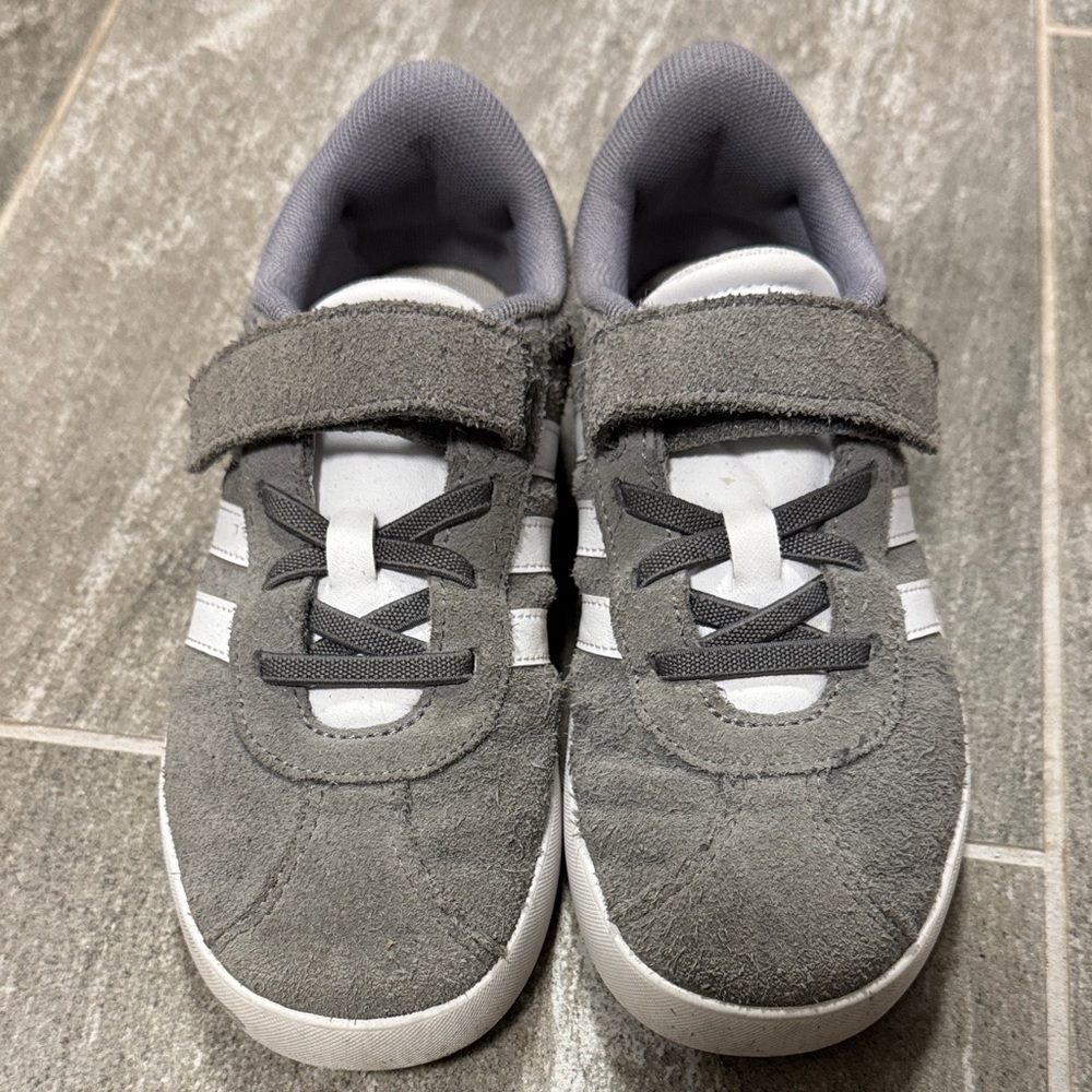 adidas Kids Gray and White Sneakers